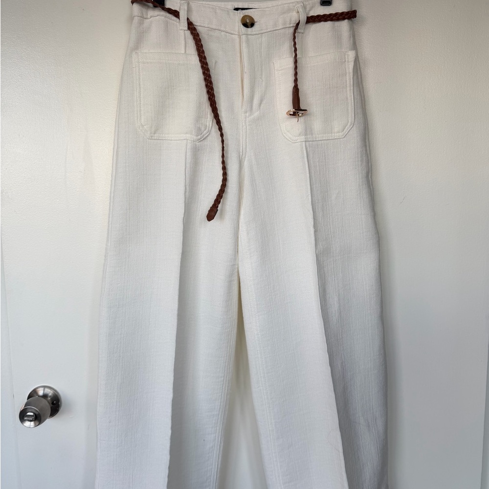 Zara Textured White Pants